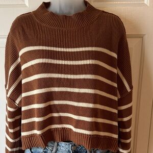 Striped Brown and White Women's Sweater